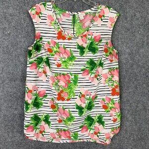 Merona Silky Sleeveless Top Women L Floral Airy Lightweight Hi-low